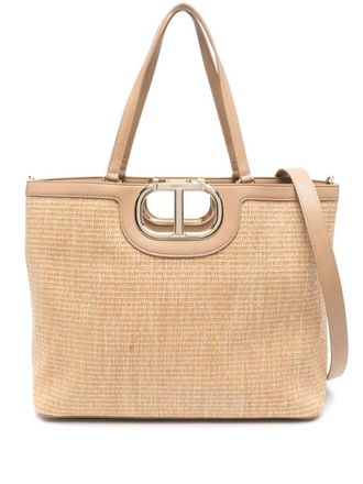 Twin-Set Lila logo-plaque tote bag - Neutrals
