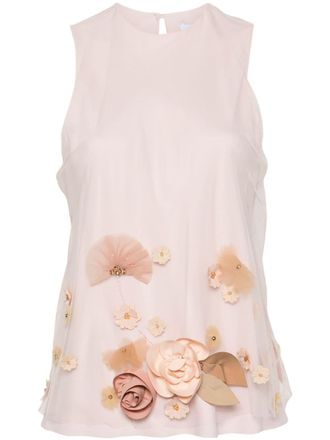 Viktor & Rolf Blusa con applicazioni a fiori - Rosa