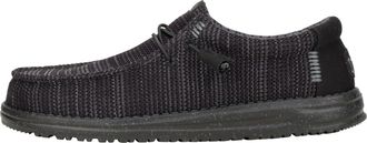 HeyDude Mens Wally Stretch Sox Slip-On Shoes, Black/Black, 9 UK