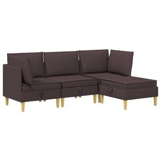 vidaXL Juego De Sof&aacute; Modular Con Almacenamiento 4 Pcs Marr&oacute;n Oscuro Vidaxl