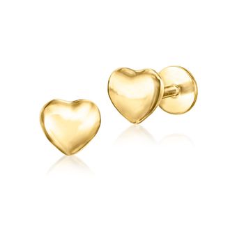 RS Pure by Ross-Simons 14kt Yellow Gold Heart Flat-Back Stud Earrings