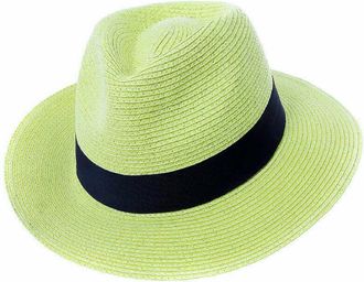 Hawkins Straw Crushable Foldable Summer Panama Fedora Trilby HAT with Band (One Size) Green