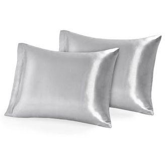 Bare Home 19 Momme 100% Mulberry Silk Pillowcase, Set of 2 in Silver at Nordstrom, Size Standard