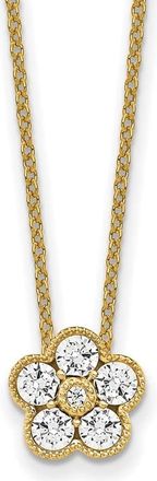 Diamond2Deal 14k Gold 1/2 Ct Lab Grown Diamond Floral Pendant Necklace 18 Clarity VS, Color D-E