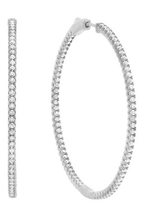 Crislu Small Pavé Cubic Zirconia Inside Out Hoop Earrings in Platinum at Nordstrom