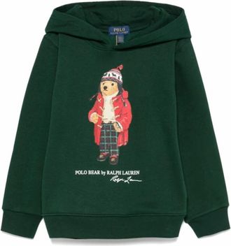 Polo Ralph Lauren Kids Sweatshirts, male, Green, 3 Y, Forest Green Bear Hoodie Sweatshirt