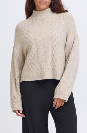 Ichi Knit Mock Neck Sweater in Oatmeal at Nordstrom Rack, Size X-Small