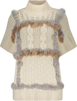 Lorena Antoniazzi Rex Fur Turtleneck Sweater - Dames - Coltruien - Beige - S - Truien & Vesten