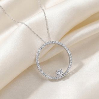 Pompeii3 1 1/2ct Circle Of Life Diamond Pendant 14K White Gold
