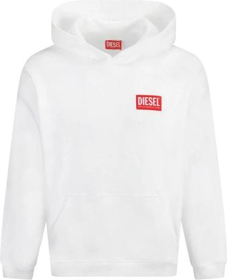Diesel Witte Katoenen Hoodie met Logo - Heren - Hoodies - Wit - XL - Katoen - Hoodies & sweatvesten