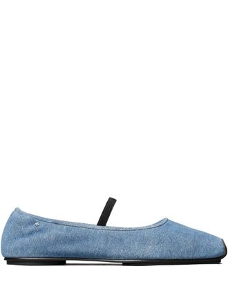 Tory Burch denim elastic-strap ballet flats - Blue