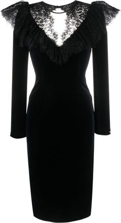 Nissa lace-detailing long-sleeve dress - women - Elastane/Polyester/Polyester/Elastane - 42 - Black