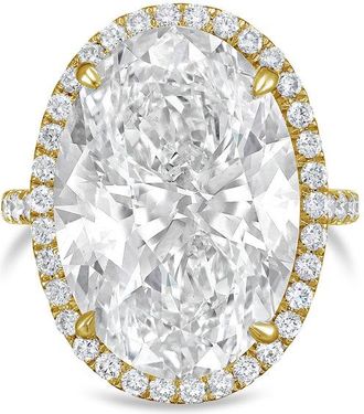 Diana M. Jewels 14kt yellow gold 4ct lab grown Oval Diamond Halo Pav&eacute; Ring