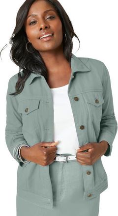 Jessica London Classic Cotton Denim Jacket in Grey Spruce at Nordstrom, Size 26