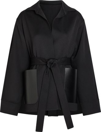 Alaia Leather and Wool Wrap Jacket - Black - 38 (UK10 / S)