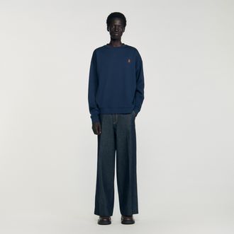 Sandro Oversized sweatshirt with leather patch