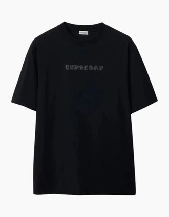 Burberry Mens Burberry Paisley Logo Coal Black T-Shirt - Size: 42