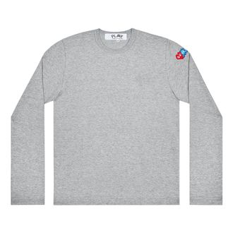 Comme Des Gar&ccedil;ons FW25 x Invader Double Pixel Heart Long Sleeve T-Shirt Gray AZ-T330-051-2