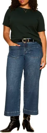 Sanctuary Chelsea Patch Pocket Wide Leg Jeans in Last Chance Blue at Nordstrom, Size 16W