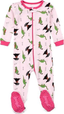 Leveret Footed Printed Cotton Matching Family Pajamas, Coordinated Prints in Pink Dinosaur at Nordstrom, Size 18-24M