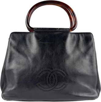 Chanel Pre-owned Handbags, female, Black, Size: ONE SIZE Pre-owned Leather Top Handle Bag