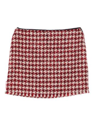 Liu Jo Red Mini Skirt Featuring A Houndstooth Pattern