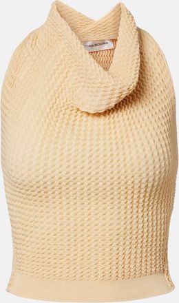 Victoria Beckham Draped knitted cotton-blend crop top