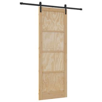vidaXL Puerta Corredera Natural Y Negro 83 X 232 Cm Vidaxl