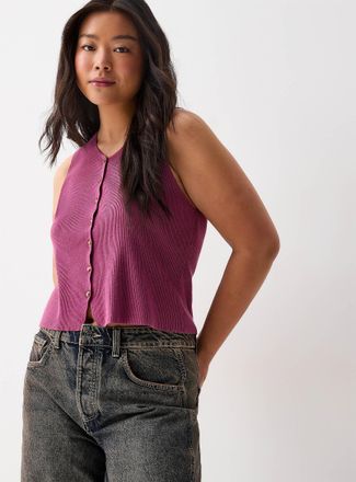 Twik Womens Buttoned rib-knit vest