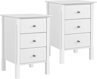 Yaheetech 2pcs Mesillas de Noche de 3 cajones Mesitas de Noche de Estilo Moderno Estructura Robusta Cajones espaciosos para Dormitorio, Pasillo, balcón, salón