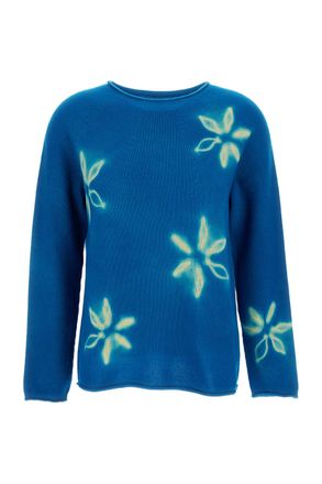 Suzusan Floral Shibori Cashmere Crew Neck Pullover