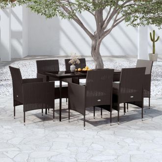 vidaXL Juego De Comedor De Jard&iacute;n 7 Piezas Con Cojines Negro Vidaxl