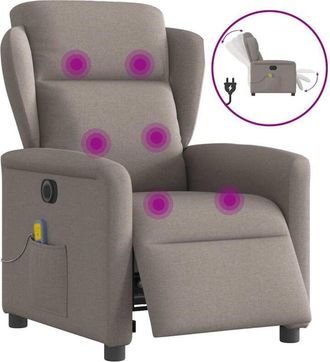 vidaXL Sill&oacute;n Reclinable De Masaje El&eacute;ctrico Tela Gris Taupe Vidaxl