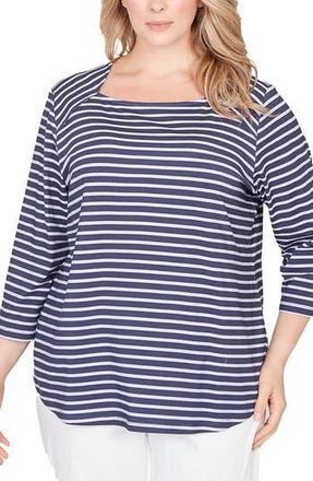 Ruby Rd. Novelty Stripe Top in Navy Multi at Nordstrom Rack, Size 3 X