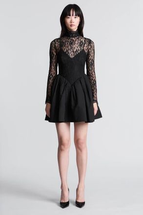 BCBGeneration Stretch Lace Bubble Dress in Black at Nordstrom, Size 12