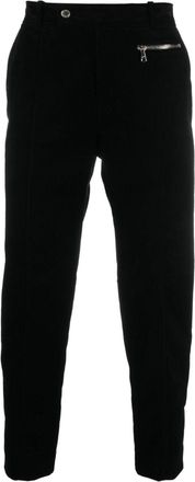 Balmain tapered-leg suede cropped trousers - men - Cotton/Cotton - 52 - Black