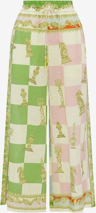 Alemais Leinenhose mit verk&uuml;rztem weitem Bein Checkmate