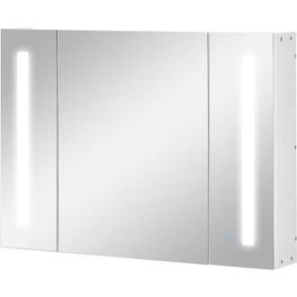 Kleankin Kleankin - Specchio Bagno a Parete con 3 Armadietti 3 Ripiani e Luce led Bianco
