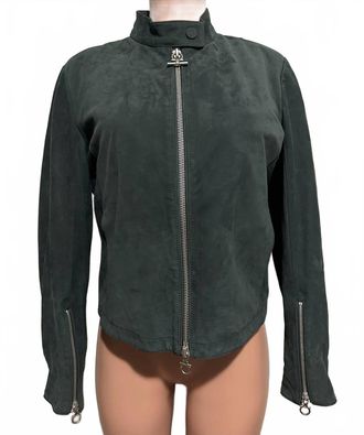 Ferragamo Womens Biker Jacket In Green