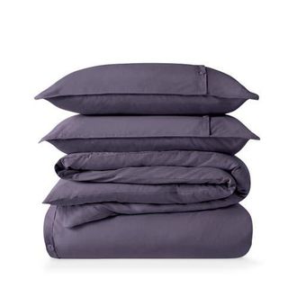 Bare Home 100% Organic Cotton Percale Duvet Cover and Sham Set in Dusty Purple at Nordstrom, Size Queen