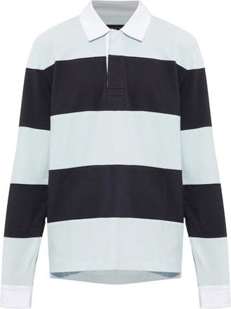 Rag & Bone Kelly Boxy Gestreepte Longsleeve Polo - Heren - Polos - Blauw - M - Katoen - Tops