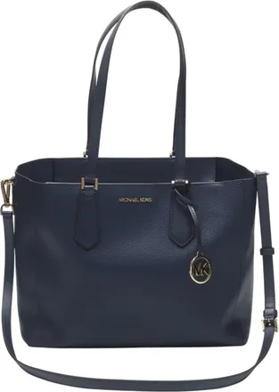 Michael Kors Navy Leather Shoulder Bag Tote Bag (Pre-Owned)