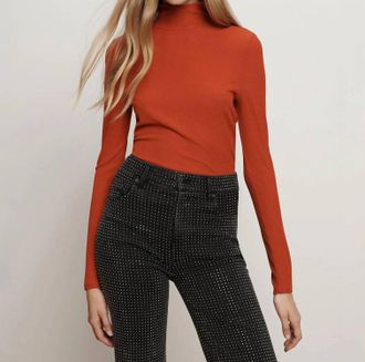 Veronica Beard Wyeth Turtleneck Top In Carnelian Red