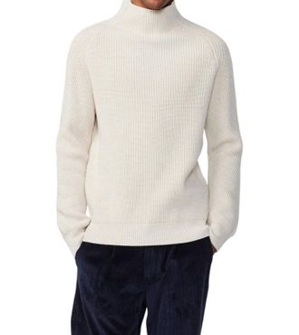 Nn.07 Liam Mock Neck Sweater In Natural Mel