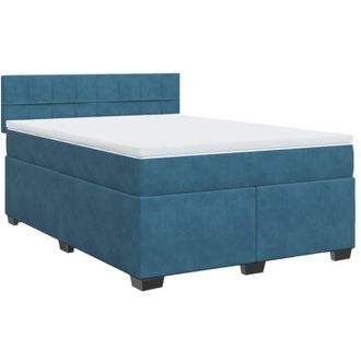 vidaXL Cama Box Spring Con Colch&oacute;n Terciopelo Azul 140x190 Cm Vidaxl