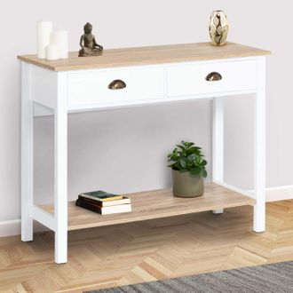 IDMarket Consola Country Isis 2 Cajones 1 Estante Madera Y Blanco