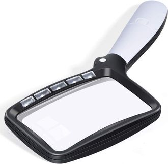 OEM Lente DIngrandimento Rettangolare Con 5 Luci Led, Ingrandimento 3x, Adatta Ad Anziani O Ipovedenti, Per Controllare Le Letture E Per Esaminare Compone
