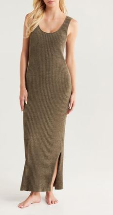 Barefoot Dreams CozyChic Ultra Lite Rib Nightgown in Khaki Green at Nordstrom, Size X-Small