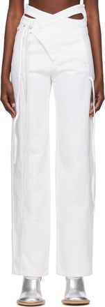 SS25【TOTEME】Off-white Organic Cotton Jeans with frayed hem TOTEME off-white organic cotton jeans with frayed hem White
