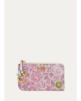 Valentino Garavani VLogo Metallic Floral Coin Purse